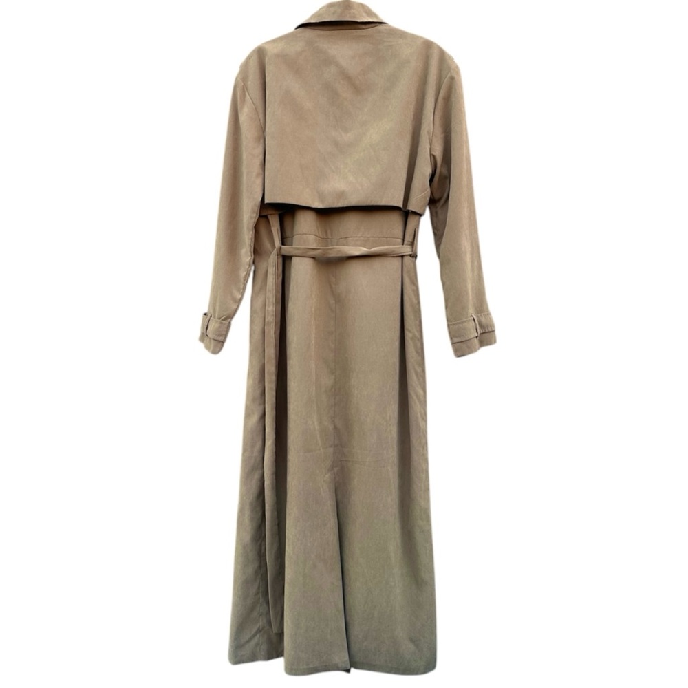 Neon Rose ASOS Camel Taupe Duster Trench Coat Belted Lightweight NWT Small - Picture 3 of 7
